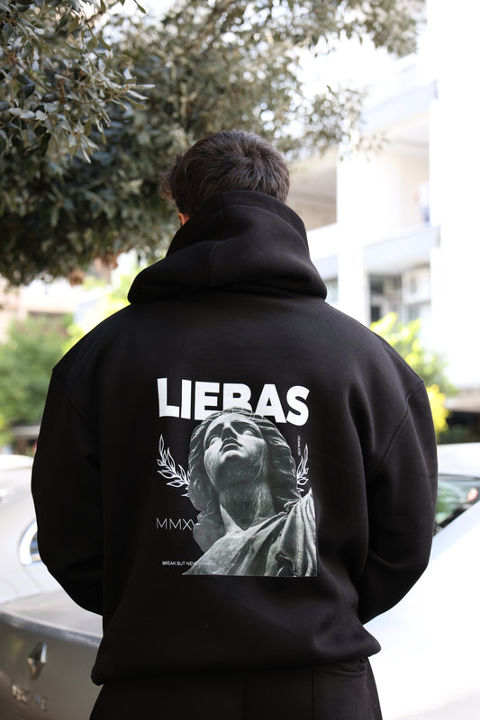 Premium Siyah "FREEDOM" Oversize Hoodie