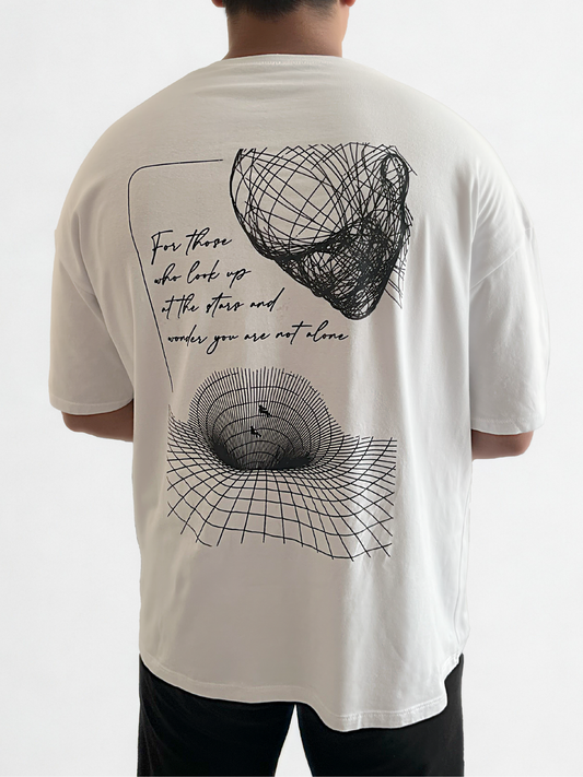 Not Alone Oversize Beyaz T-Shirt